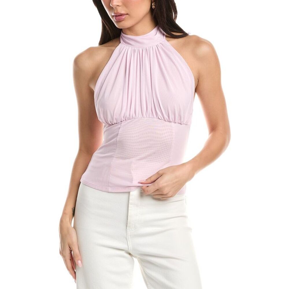 Afrm Womens  Lune Tie Neck Open Back Top, Purple
